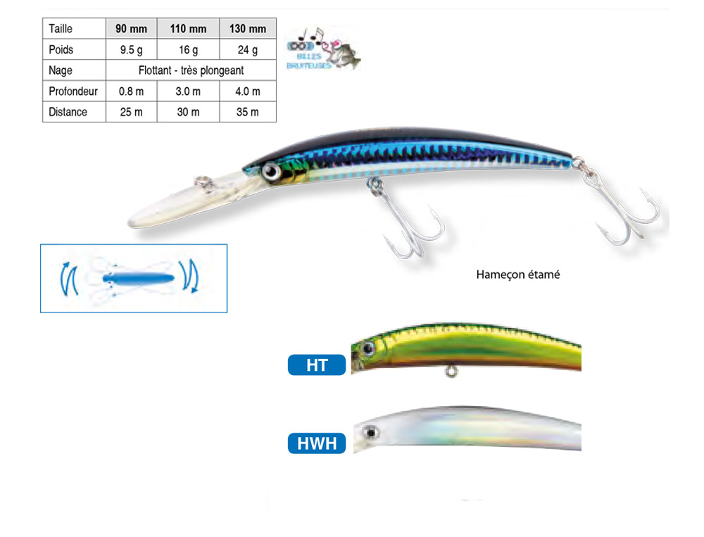 Leurre Yo Zuri Crystal Minnow 90 Mm Flottant R1123-HGR Leurre De Pêche Mer