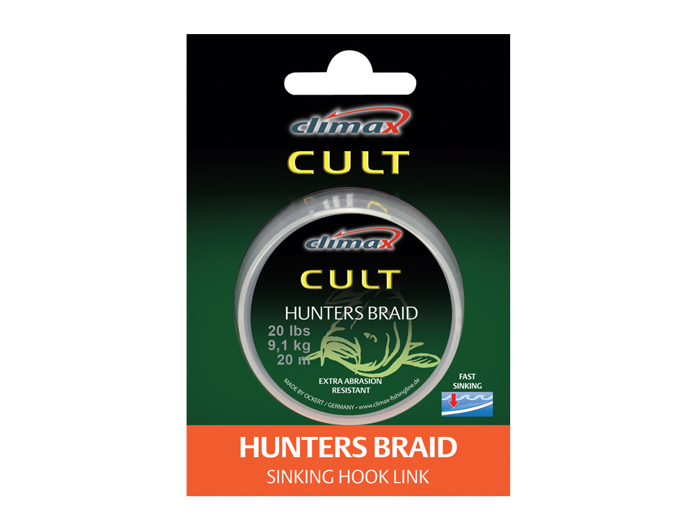 Bas De Ligne Climax Hunter's Braid Special Carpe - Tresse 20m Pour Pêche à La Carpe, émerillon Camouflage