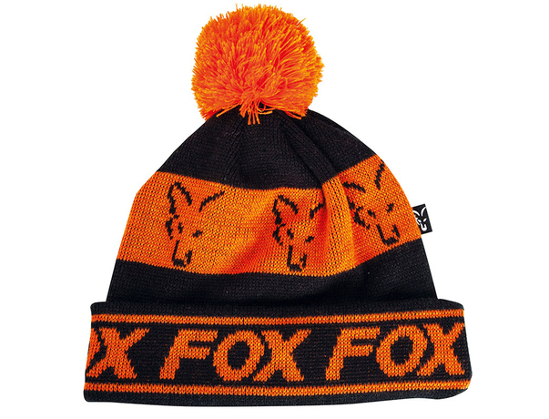 Bonnet à pompon Fox Noir orange