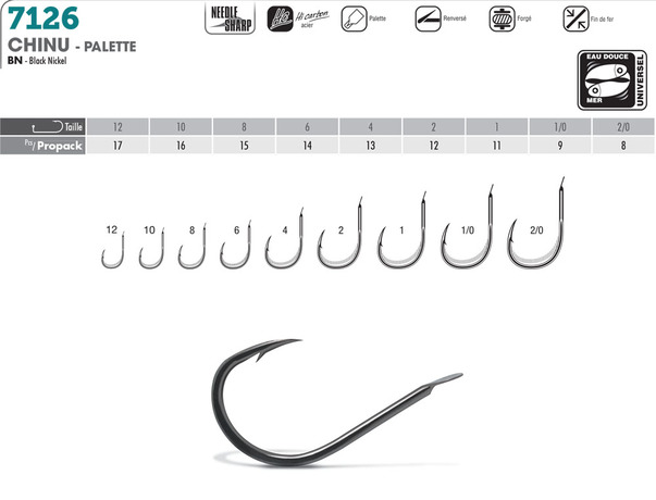Hameçon VMC 7126 BN Chinu à palette