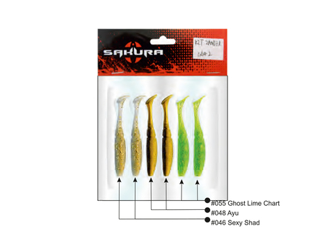 Leurre Sakura Slit Shad Evo 3.3\'\' Mix