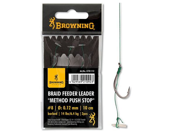 Bas de ligne monté Browning Braid Feeder Leader Method Push Stop
