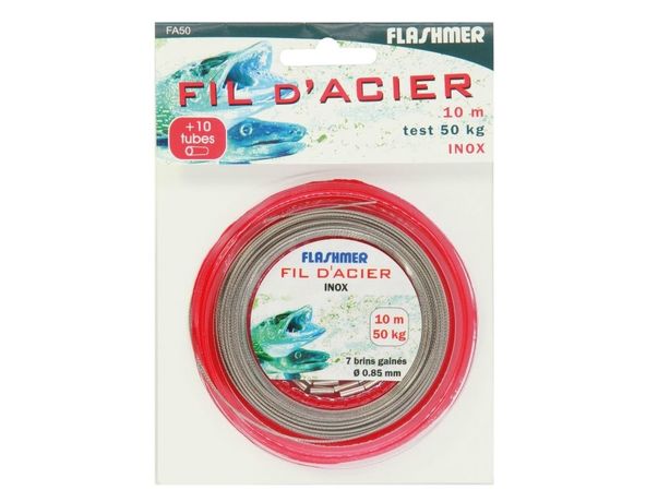 FIL D\'ACIER TRESSÉ 7 BRINS GAINÉ - 10 m FLASHMER