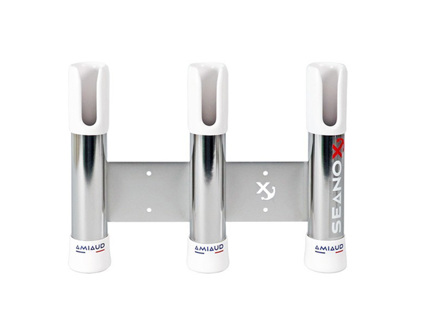 Porte canne Seanox 3 cannes ouvert plat bord Inox miroir embout blanc