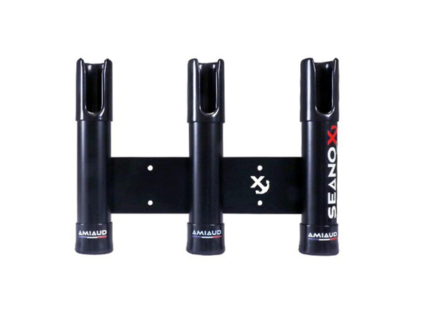 Porte canne Seanox 3 cannes ouvert plat bord Epoxy Noir embout noir